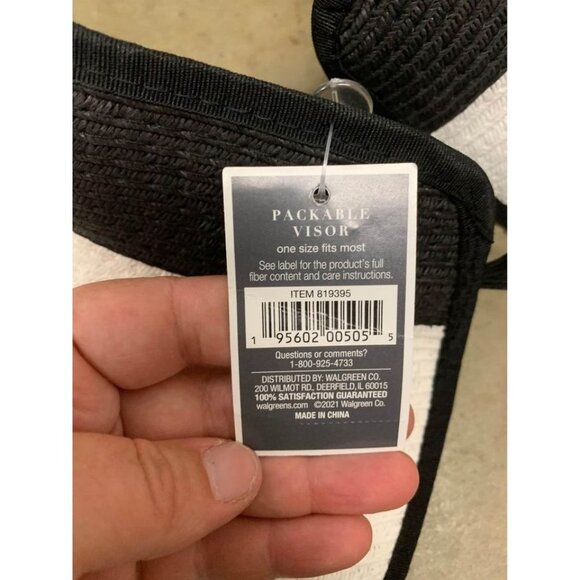 NWT Westloop Packable Adjustable Womens Visor Black/White Y2K Granny Demure Z2 - Picture 4 of 5